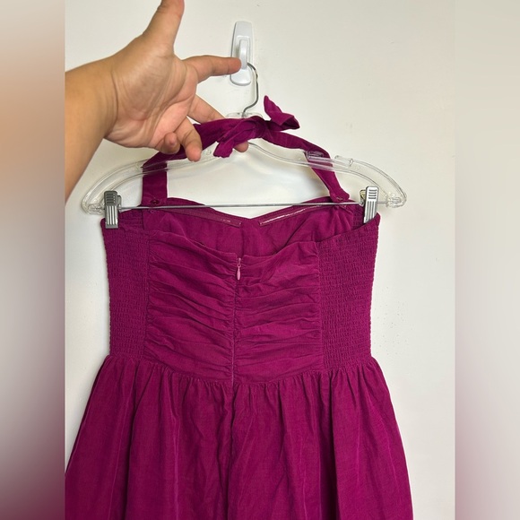 Anthropologie HD in Paris Size 6 Mini Corduroy Dress Purple Magenta Strapless - Picture 12 of 16